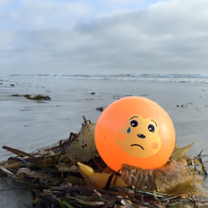Sad ball left on the beach